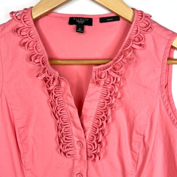 Talbots Petites Pink Button Down Tank Top 2P - Picture 3 of 9